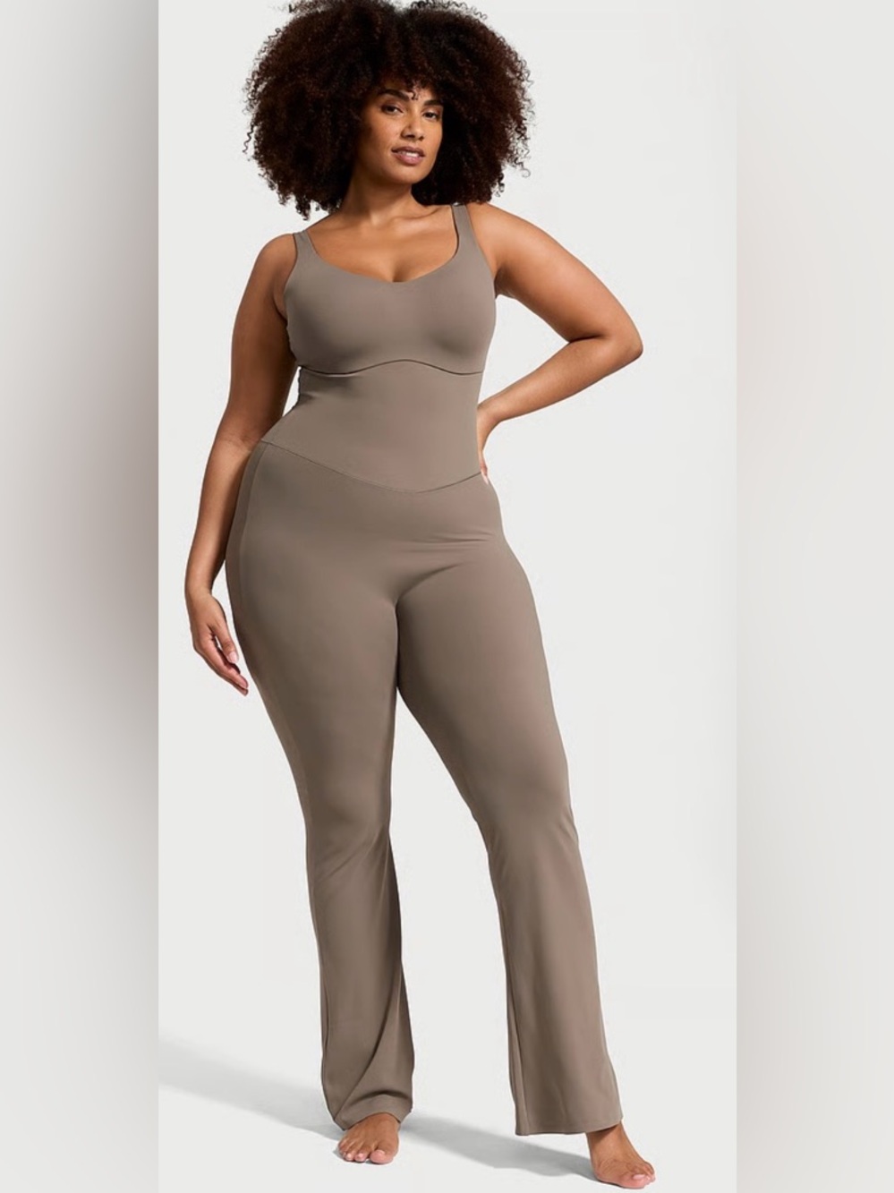 Sculpting Taupe Seamless Wide-Leg Jumpsuit